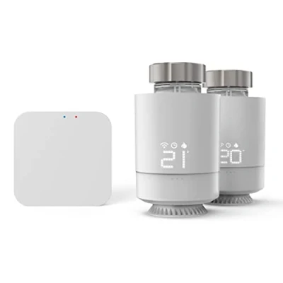 Immagine di Hama Set di 2 termostati per termosifoni, con hub (controllo del riscaldamento Wi Fi, regolatore Smart Home tutte le valvole, termostato programmabile, tramite app e