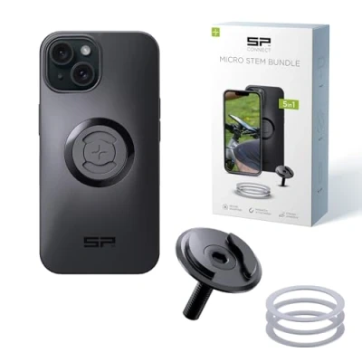 Immagine di SP CONNECT Micro Stem Bundle SPC+ compatibile con iPhone 15 porta cellulare mtb bici accessori telefono manubrio