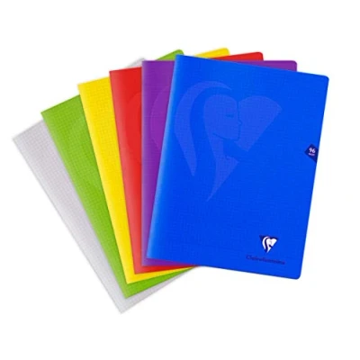 Immagine di Clairefontaine 303362C CONFEZIONE DA 10 quaderni a punto metallico Mimesys 24x32 cm 96 Pagine quadretti piccoli Carta Bianca 90 g Copertina in polipropilene Trasparente colori casuali