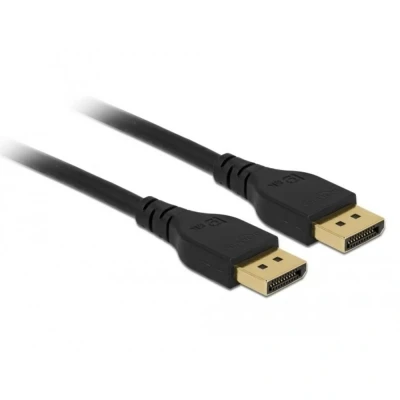 Immagine di Delock Displayport Cavo Spina 2 m Nero 85910 UHD 8K;, contatti connettore dorati, tripla schermatura