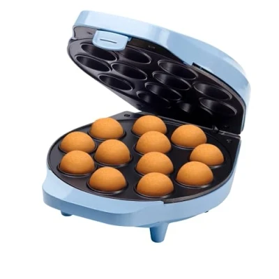 Immagine di Bestron macchina per cake pop di dal design retrò, con maggiordomo pop, forchetta e 12 bastoncini 700 W, colore: blu