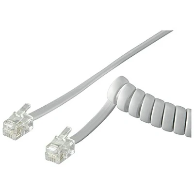 Immagine di Goobay 68601 Cavo a Spirale per Cornetta Telefono CCA, Alluminio Rivestito di Rame, Bianco, 4m Lunghezza del