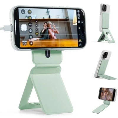 Immagine di MOFT Treppiede Smartphone per iPhone Serie 15/14/13/12, Universale Invisibile Supporto Telefono con 3 Modalità Self Vlogging, Sfogliare, Macrofotografia, Videochiamata, Piperita