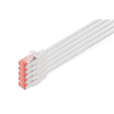 Immagine di Digitus DK 1644 100 WH 5 RJ45 cavo di rete, patch CAT 6 S/FTP 10.00 m Bianco Schermatura a fogli, totale, Schermato, Privo alogeni,