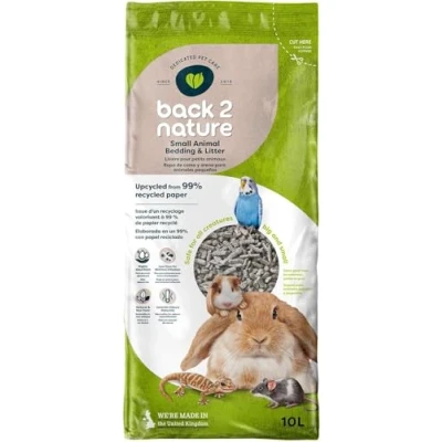 Immagine di Back 2 Nature Lettiera (10 l) 99% carta riciclata, altamente assorbente, per piccoli animali. Gabbie asciutte e profumate criceti, conigli, uccelli furetti. Morbida, sicura, compostabile