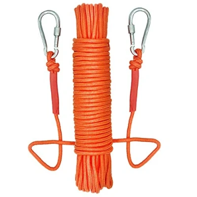 Immagine di Corda Multifunzionale in Nylon da 20M con Ganci Magnete Pesca Moschettone, Multiuso per Outdoor, Sicurezza Durevole, Attività All&#039;aperto e Campeggio (Diametro 6mm, Arancia)