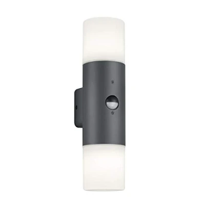 Immagine di Trio Leuchten Hoosic Lampada da parete per esterni, in alluminio, colore: antracite/bianco