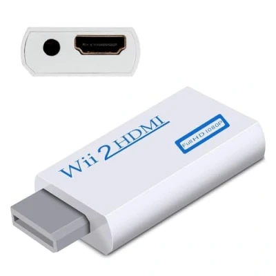 Immagine di INF adattatore da Wii a HDMI, convertitore HDMI 720/1080P HD con uscita audio 3,5 mm, per Monitor Beamer TV (bianco)