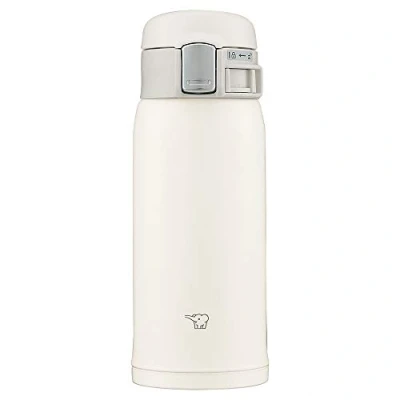 Immagine di Zojirushi SM SF36 WM Borraccia per acqua, bevanda diretta, apertura one touch, tazza in acciaio inox, 360 ml, colore bianco chiaro