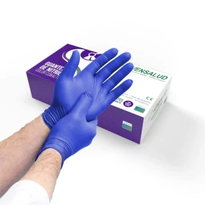 Immagine di VENSALUD Guanti Monouso in NITRILE Senza polvere Resistente Per laboratori, sanitari, cucina, studi di tatuaggi, veterinaria, pulizia lattice 100 pz. Blu Cobalto Taglia L