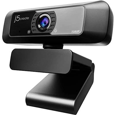 Immagine di j5create Webcam in streaming USB 1080P HD con rotazione a 360, microfono ad alta fedeltà, Plug and Play per PC, Mac, laptop, ideale Skype, YouTube, Zoom, conferenze e chiamate (JVCU100)