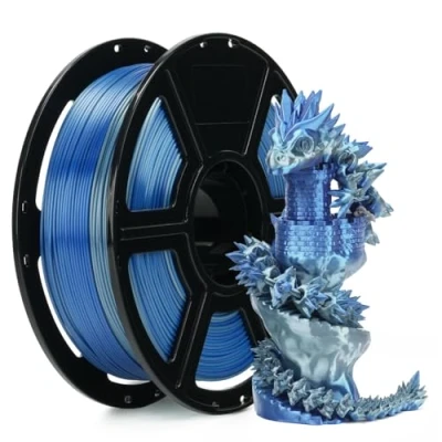 Immagine di FLASHFORGE Filamento per Stampante 3D PLA Seta 1,75mm, Arcobaleno Coestrusione con Argento Blu, Che Cambia Colore, Texture Setosa e Lucentezza Ultra Elevate