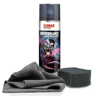 Immagine di autopflege Sonax Special Edition Set per la cura degli pneumatici auto, 500 ml, applicatore e panno in microfibra, spray lucido il rinnovamento dei