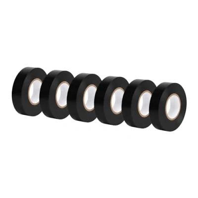 Immagine di Amazon Basics Nastro isolante da 1.9 cm x 18.3 m, confezione 6, nero, ottimo per attività e riparazioni domestiche di fai te, elettriche, automobilistiche attrezzature