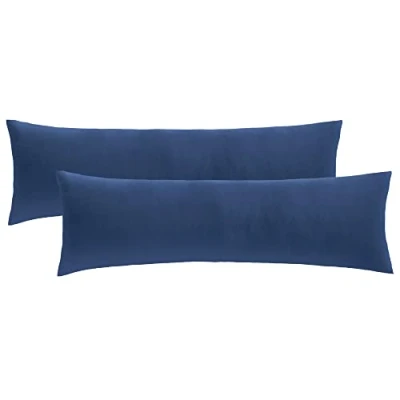 Immagine di NatureMark Confezione da 2 federe per cuscini in jersey, dormire lateralmente, cuscino il collo, conformi all’OEKO TEX, 40 x 145 cm, diversi colori e dimensioni, Blu Marino