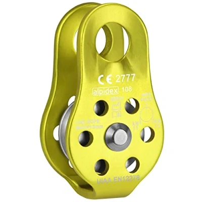 Immagine di ALPIDEX Carrucola Puleggia 22 KN Fix Pulley Blocco per Corde con Un Diametro Fino A 13 mm EN12278, Colore: Lime