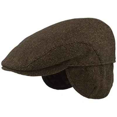 Immagine di Breiter Berretto Invernale da Uomo con Paraorecchie Flatcap Piato Visiera Basco Scozzese 100% Lana Protezione per Le Orecchie Pieghevole Delicato sulla Pelle e Comodo Marrone 57