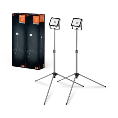 Immagine di LEDVANCE Lampada da lavoro LED per applicazioni esterne, Worklight Value con treppiede e 1x 30W faretto in confezione doppia, bianco diurno (6500K), grigio scuro, 2 pezzi