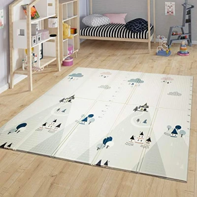 Immagine di Tappetino Bambini Pieghevole Tappeto da Gioco Bebè Lavabile ABC Reversibile, Colore:Bianco, Dimensione:150x200 cm