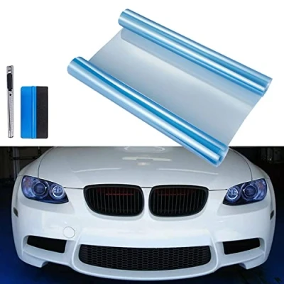 Immagine di NewL Pellicola autoadesiva oscurante per faro antinebbia posteriore auto, rivestimento adesivo effetto fumè in vinile fendinebbia 30,5 x 122 cm (Azzurro)