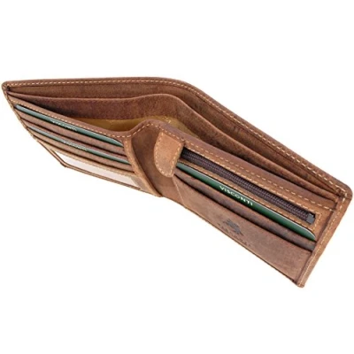 Immagine di VISCONTI Vera Pelle Portafoglio organiser con linguetta di chiusura in scatola regalo Uomo Tecnologia Bloco RFID 707 Shield OLIO MARRONE CHIARO
