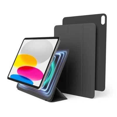 Immagine di elago Custodia Folio Magnetica per iPad 10a Generazione [10.9 pollici] Piastra Posteriore Attaccabile ai Materiali Metallici, Compatibile con Apple Pencil e (Grigio Scuro)