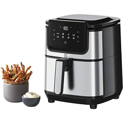 Immagine di Electrolux E6AF1 4ST Friggitrice ad Aria, 8 Programmi di Cucina Preimpostati per Sana, Potenza 1500W capienza 3,5 lt, color Acciaio