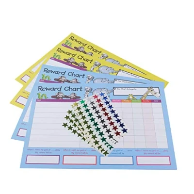 Immagine di House of card &amp; Paper Reward chart, 4 grafici e 225 foil a forma di stella adesivi per confezione