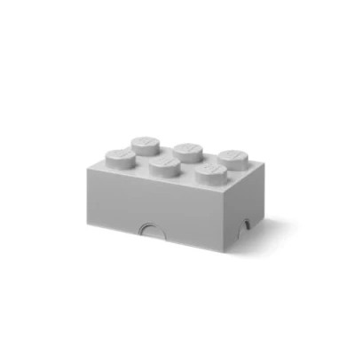 Immagine di LEGO Storage Brick 6 Knobs Medium Grey Box impilabile 8.47 l Product, scatola portaoggetti in plastica con coperchio, da scrivania, contenitore per la stanza, dei