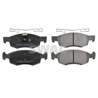 Immagine di SWAG 60 91 6750 Kit pastiglie freno Assale anteriore con clip pistone, materiale di fissaggio DACIA: Sandero I, Logan I MCV, Pick up