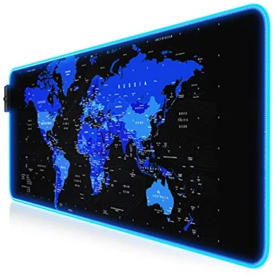 Immagine di Titanwolf Tappetino per mouse RGB Gaming 800 x 300 mm XXL Mousepad LED Multi Color 7 colori + 4 modalità di effetto precisione e velocità fondo gommato lavabile mappa del