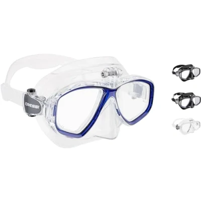 Immagine di Cressi Action, Maschera Subacquea Unisex Adulto, Trasparente Blu, Taglia Unica