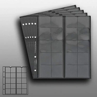 Immagine di 5 Numismatic Prophila Kobra Coin Sheets, 20 Pockets up to 34 mm Ø, e.g. DM, 2 DM