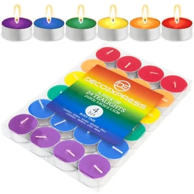 Immagine di Candele Tealight Bianche 24/50/100/200 Pezzi Piccole Lunga Durata 4/8/10 Ore Lumini Non Profumate (Multi 24/4 Hour)