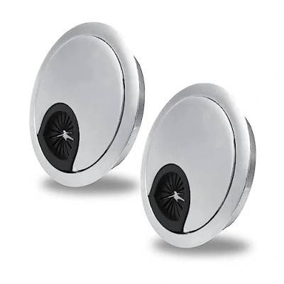 Immagine di SyiXute 2 Pezzi Passacavi Scrivania da 60 mm,Passacavi in Metallo,Passacavi per Tavolo Ufficio,Passacavo Rotondo e (Argento)