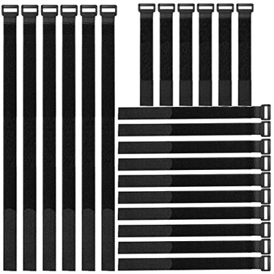 Immagine di Gebildet 22 pezzi Nylon Fascette per Cavi, Fissaggio con Riutilizzabili Hook e Loop, Adesivi di Cavi Fissazione, Regolabili Gestione (Nero, 20/40/60cm)