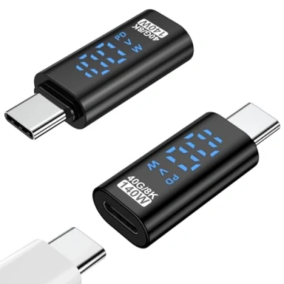 Immagine di TiMOVO Adattatore Estensore USB C con Display LED, 2 Pacchetti 140W 40Gbps OTG, Thunderbolt 4/3 Tipo per 15 Pro Max Plus, iPad Air/Pro, MacBook,Samsung