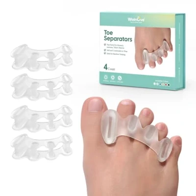 Immagine di Welnove Infradito per correggere alluce donne e uomini, alleviare il dolore ai piedi, allineamento del piede, raddrizzatore regolabile dita a martello (2 paia con confezione