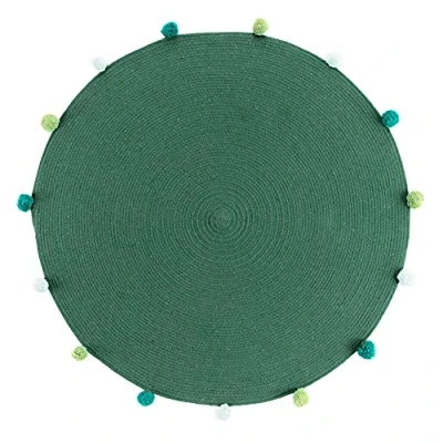 Immagine di Douceur d&#039;Intérieur Tappeto rotondo Pompomparty + pompon (0) 90 cm in policotone tinta unita verde