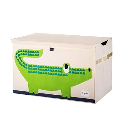 Immagine di 3 Sprouts Contenitori Porta Giochi Bambini Baule e Scatola per Giocattoli Contenitore con Coperchio Cesta Coccodrillo