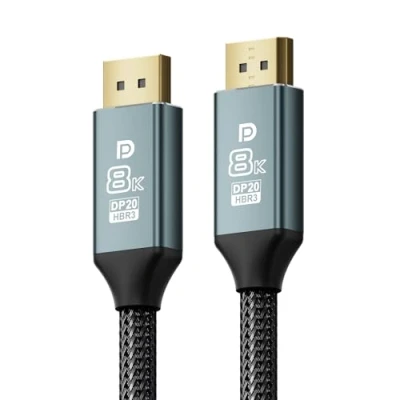 Immagine di VisionSync cavo DisplayPort 8K 1.4, DP a 2 M (certificato VESA,8K 60Hz/4K 144Hz/2K 240Hz),cavo Display Port da 32,4Gbps compatibile con monitor gioco FreeSync G Sync HDR HDCP, TV, PC