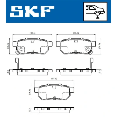 Immagine di SKF VKBP 90381 A Kit pastiglie freno con segnalatore acustico usura HONDA: Jazz 2, CIVIC 6 Fastback, Stufenheck