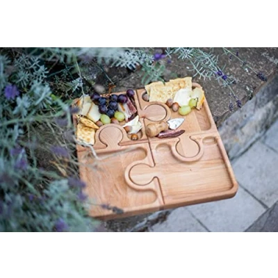 Immagine di Vassoio da Aperitivo Puzzle, Set 4 Pezzi Puzzle per Aperitivo, Legno di Faggio, Made in Italy, Vassoi Inclusi