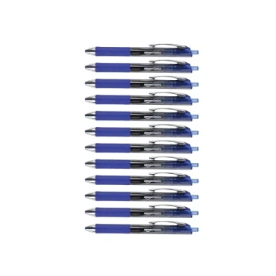 Immagine di Amazon Basics Penne gel retrattili a punta fine (0,7 mm), Blu, 12 unità, confezione da 1