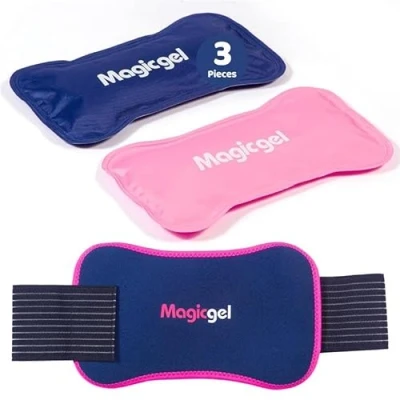 Immagine di Magic Gel Set di Borsa Ghiaccio Ginocchio, Spalla e Schiena con Strap 2 Unità 28x14cm Fascia Riutilizzabile per Dolori ed Infortuni Caldo Freddo