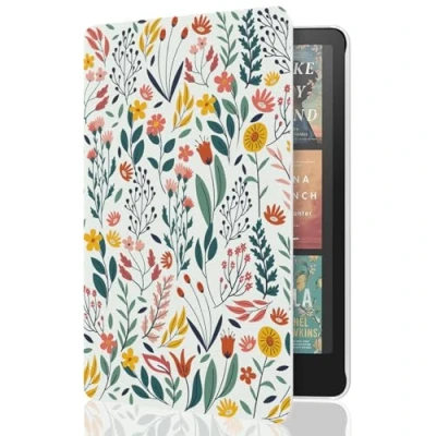 Immagine di MoKo Custodia per 7&quot; Kindle Paperwhite 12th Generation 2024&amp;Kindle Colorsoft Signature Edition 2024, Protettiva in Policarbonato di Stile Semplice e Elegante Fiori