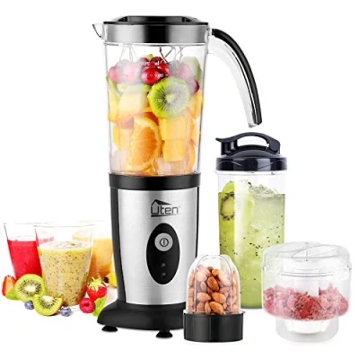 Immagine di Uten Frullatore Smoothie, 5 in 1 Mini Blender Frullatori da Cucina, 220W Juicer per Frullato, Portatile con Tritacarne, Sport, Viaggi e Casa, 22000r/min, Fucco di Frutta Verdura