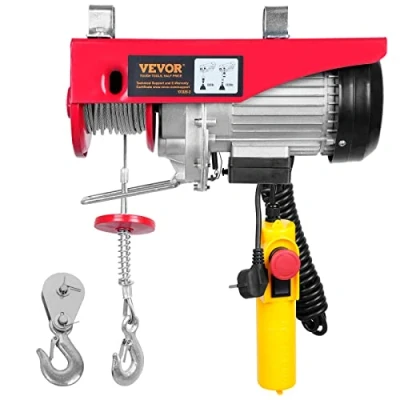 Immagine di VEVOR Paranco a Leva Elettrico 1150 W Carico Max. da 600 kg Altezza di Sollevamento 12 m Motore Rame Puro con Telecomando, per Velocità 10 m/min Garage