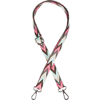 Immagine di styleBREAKER tracolla della borsa stretta regolabile con motivo colorato a zig zag, intercambiabile, unisex 02013023, colore:rosa neon marrone turchese