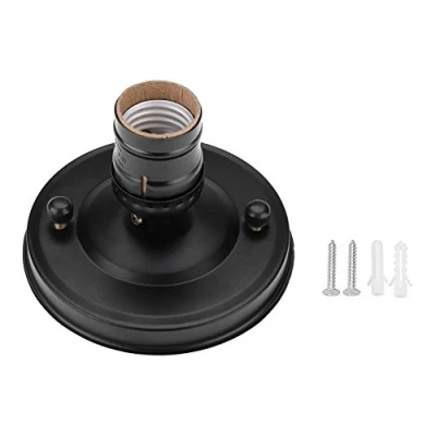 Immagine di Lampada da soffitto/parete industriale Base, E26/E27 Vintage Supporto, a sospensione Presa vite, per illuminazione domestica Decor (nero)
